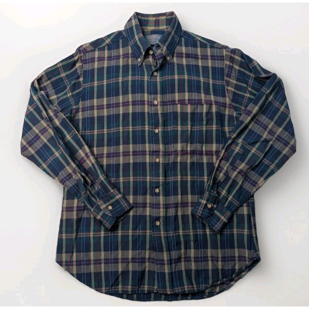 Vintage Pendleton Men's Medium Plaid Wool Flannel Button Down Long Sleeve